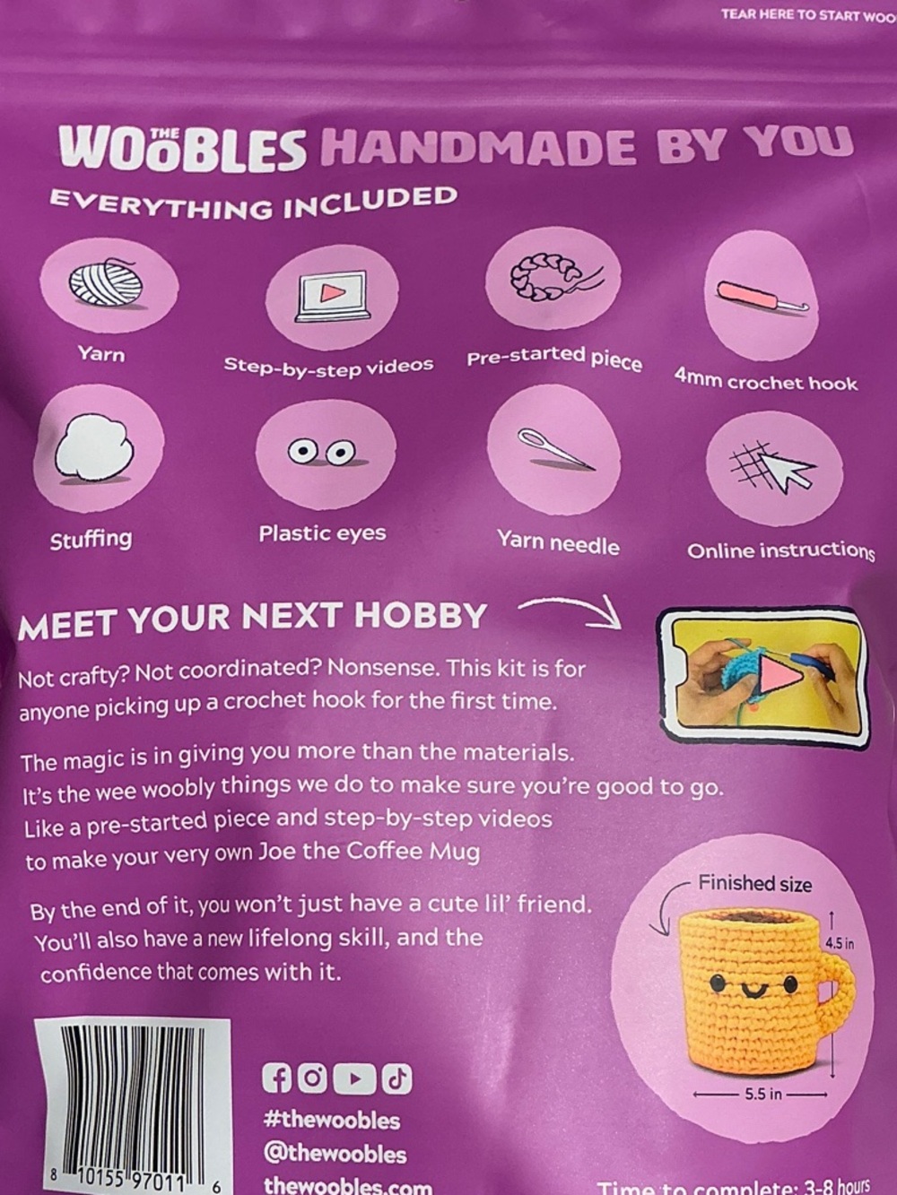 The Woobles Crochet Kit - Yellow Coffee Mug - Picture 4 of 5